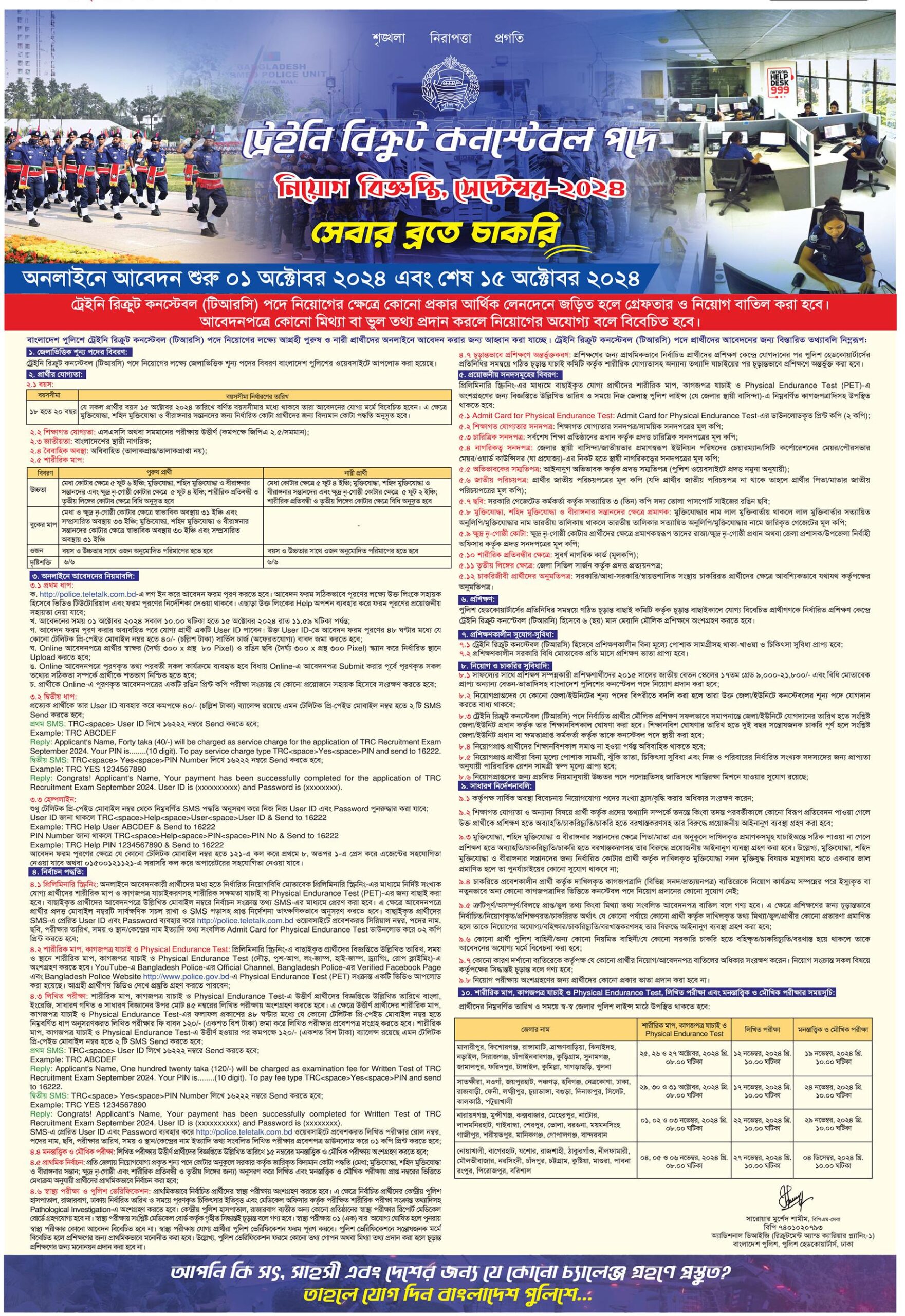 Police Constable Job Circular - Police SI Job Circular 2024