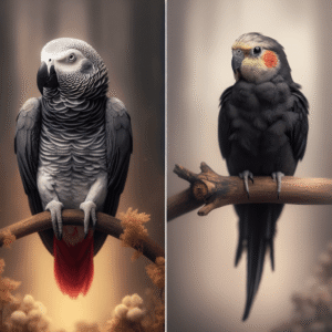 African Grey Parrots and Cockatiel Black Mutations