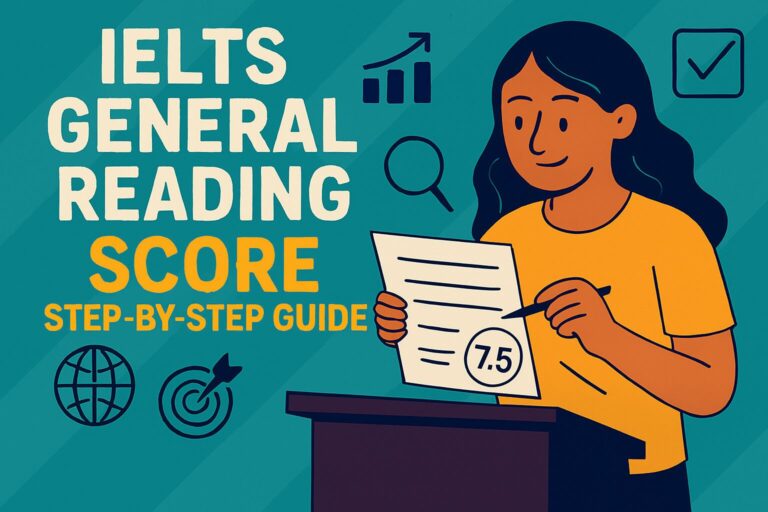 IELTS General Reading Score with Step by Step Guide, skimming, scanning, and tips.